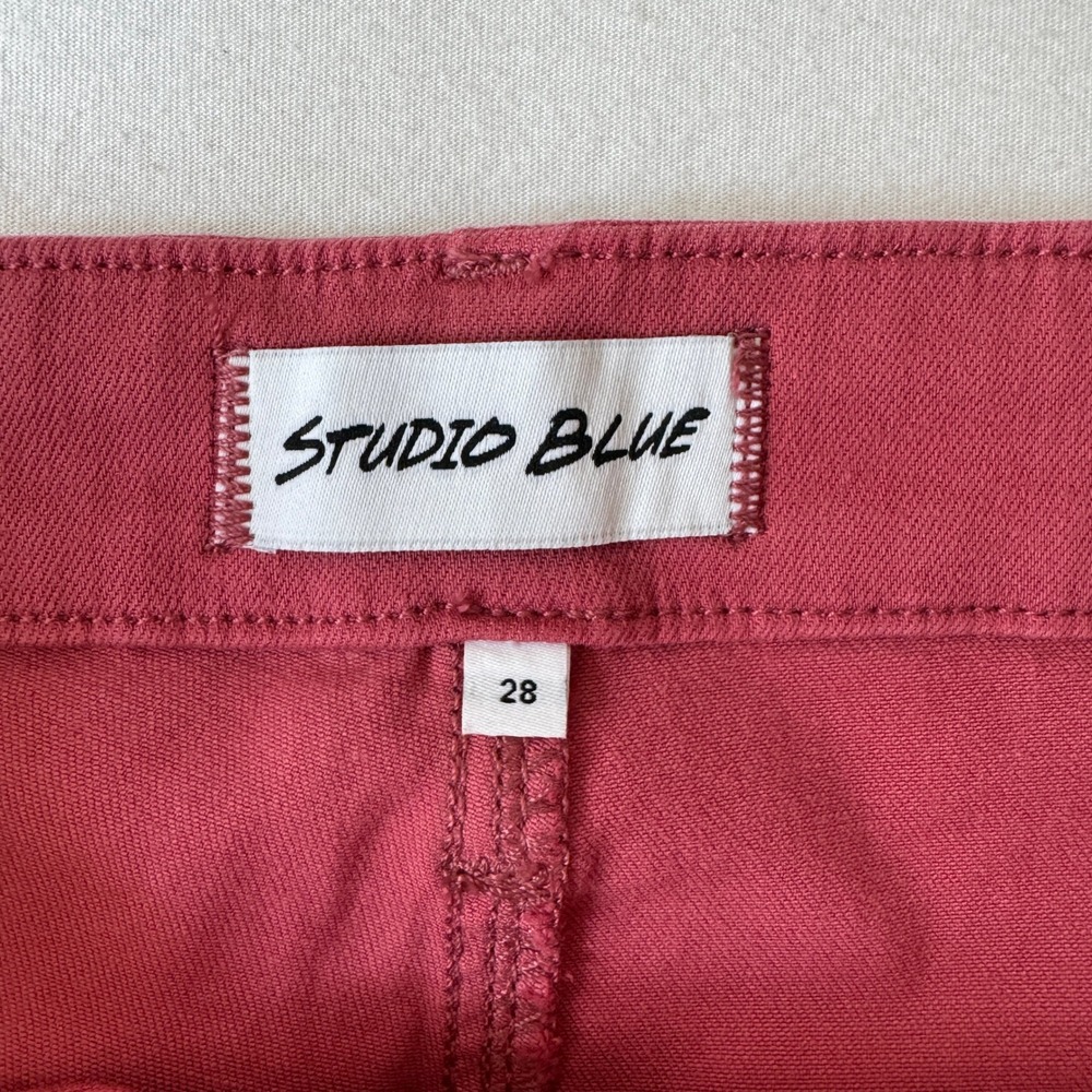 Studio Blue Shaya High Rise Patch Pocket Ankle Straight Pant 6 Dark Pink Career - Picture 5 of 8